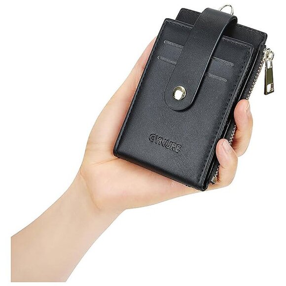 Women & Men Leather RFID Blocking Card Holder Slim Small , plain-black - Picture 7 of 7